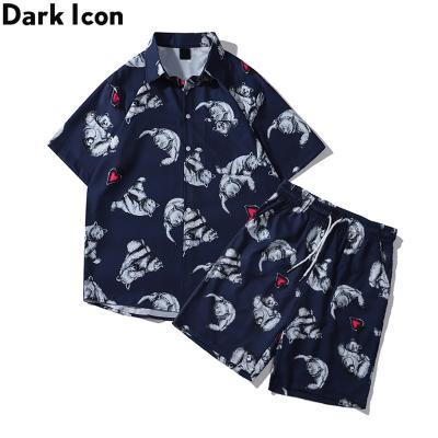 China Plus Size Hawaii Tropical Men's Sets 2021 Summer Shirts And Shorts Suit Casual Short Sleeve Blouse + Beach Shorts for sale