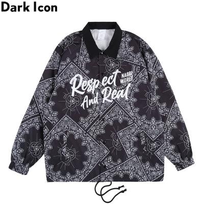 China Autumn Paisley Windbreak Men's Plus Size Bandana Jacket Black for sale