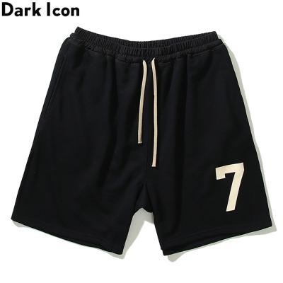 China Number 7 Breathable Terry Material Cotton Shorts Men High Street Mens Shorts Black for sale