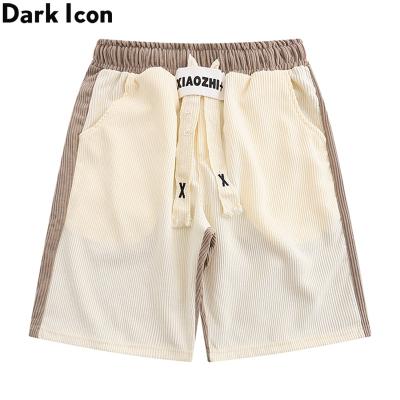 China Patchwork Color Contrast Breathable Corduroy Shorts Men Summer Elastic Waist Men's Shorts for sale