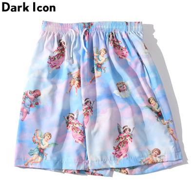 China Angel Full Printed Shorts Men Breathable Streetwear Hiphop Shorts Elastic Waist Summer Beach Shorts for sale