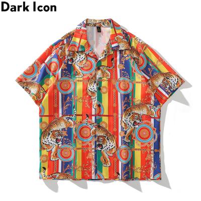 China Tiger Street Fashion Men's Slim Material Shirts Breathable Summer Baroque Shirt For Men's Male Tops for sale