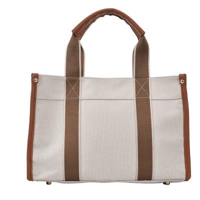 China 2021 New Fashion Korean Simple Handbag Large Capacity Canvas Tote Bag Female Single Shoulder Messenger Bag for sale