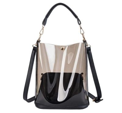 China Multifunctional PVC Semi-clear Handbags, Transparent Clear Beach Shoulder Jelly Bag for sale