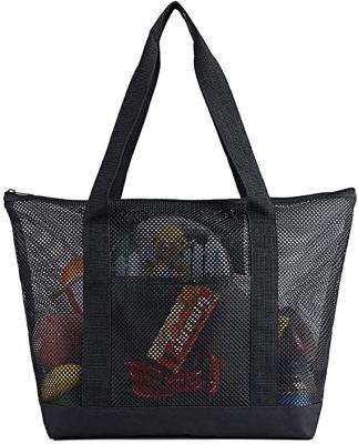 China 100% Eco-Friendly Products Grocery Tote Bag With Zipper And Pockets For Gym Picnic Shopping Or Travel Mesh Beach Bags for sale