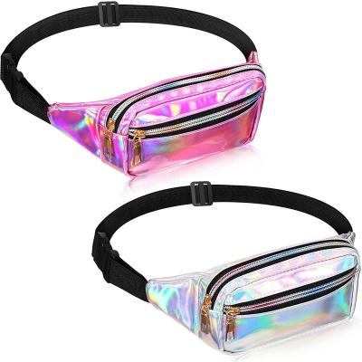 China Holographic Shiny Anti-theft Waist Bags Waterproof Neon Fanny Packs For Travel Women Festival Party Fanny Pack for sale