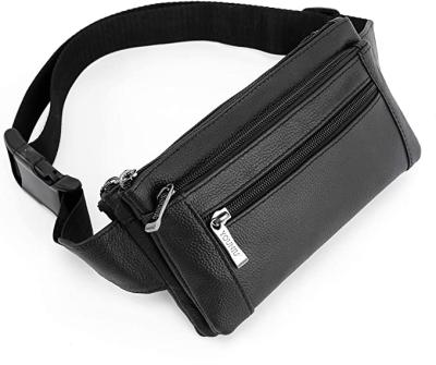 China Multi Pockets Fanny Pack Anti-theft Leather Waist Bag For Outdoor Women Men Daily Life And Travel for sale