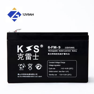 China Rechargeable Uninterruptible Power Supplies 12V 9AH Valve Regulated Deep Cycle Lead Acid Battery for sale