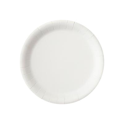 China Soak proof/Mmicrowave safe/Cut Resistant Round Paper Plates 6.875 White Decorative Disposable Party Plates Set for sale