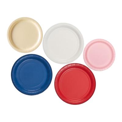 China Soak proof/Mmicrowave safe/Cut Resistant Round Colour Party Paper Plates Colour 9 Disposables Plates Sets Biodegradable for sale