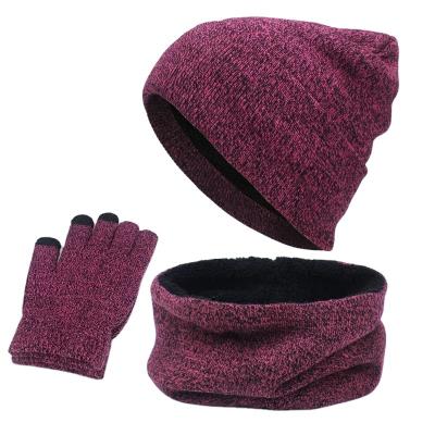 China JOINT Hat Scarf And Mitten Set Women Winter Hats 3-Piece Beanie Neck Warmer And Touchscreen Mitten For Men for sale