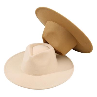 China Common Vegan Fedora Hats Women Wholesale New Designer Wool Wide Brim Hats Sombreros Men And Women Polyester Material for sale