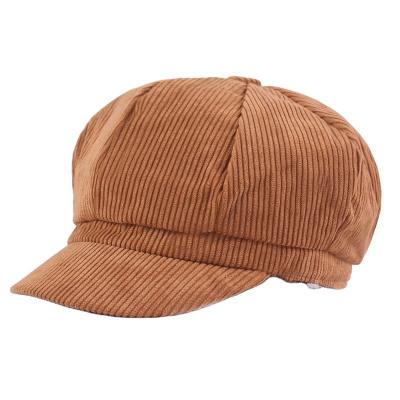 China Fashion Wholesale Women's Newsboy Hats Vintage Cabbie Corduroy 8 Panel Vintage Taxi Driver Painter Visor Hats Elastic Beret Octagonal Al Por Mayor for sale