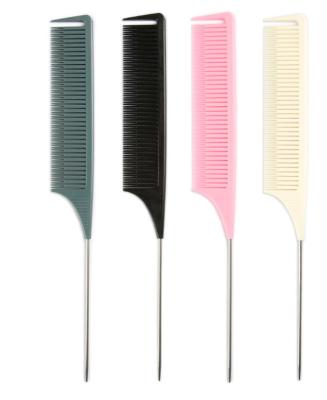 China High Quality Rat Tail Comb Pin Rat Tail Carbon Fiber Steel Heat Resistant Teasing Combs With Stainless Steel Pintail Low Price for sale