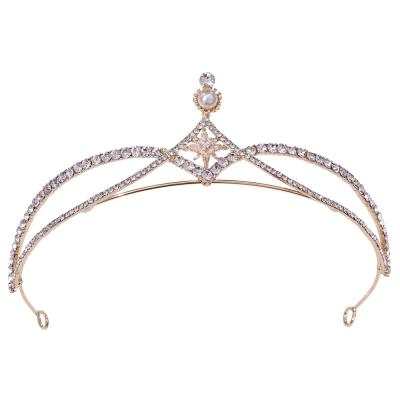 China High Quality Gold Silver Crown Tiara Pageant Headband Girls Zircon Headband Elegant Fashionable Wholesale for sale