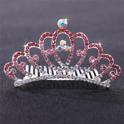 China K020 Fashionable Elegant Rhinestone Crown For Kids Headband Comb Little Girl Tiara Crown Princess Mini Tiara Exquisite Crown for sale