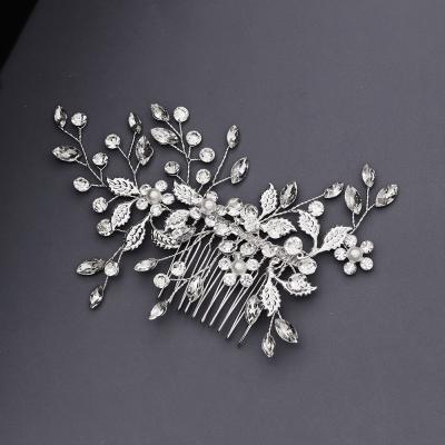 China Wholesale 10 Tooth Twist Wire Hair Comb Luxury Hair Jewelry Metal Flower Bride Silver Plated Hair Accessories for sale