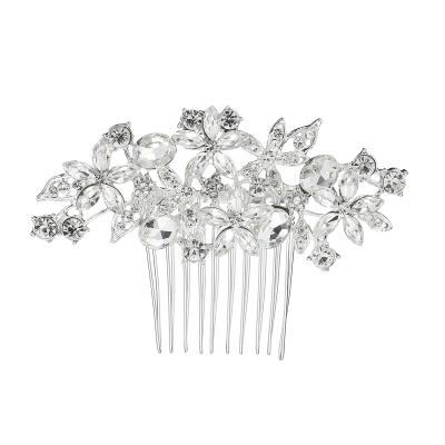 China Wholesale 10 Tooth Twist Wire Hair Comb Luxury Hair Jewelry Metal Flower Bride Silver Plated Hair Accessories for sale