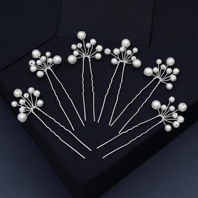 China Luxury Hair Jewelry 6 Pieces Each Set Pin High Quality Handmade Pearls Hair Clip Hair Accessories Hairpin For Bridal for sale