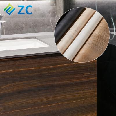 China ZHICAI Traditional Self Adhesive Wallpaper Texture Roll Wood Grain Furniture Decorative Film Removable Touch Paper For Sideboards for sale