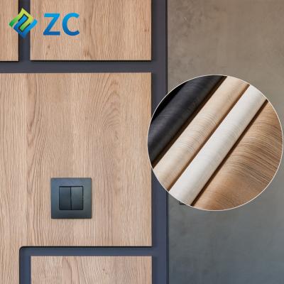 China ZHICAI Custom Wood Grain Wallpaper Self Adhesive Removable Peel and Stick 3D Sticker Indoor Decorative Film For Furniture Panel for sale