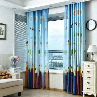 China Blackout Colored Pencils Digital Printing 100%Polyester Blackout Soundproof Curtain For Hotel for sale