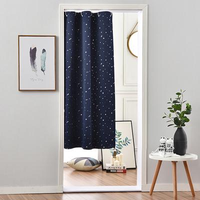 China Cheap Blackout Designs Star Silver Foil Print Curtain For Door , Stylish Plug And Play Blackout Door Curtain for sale