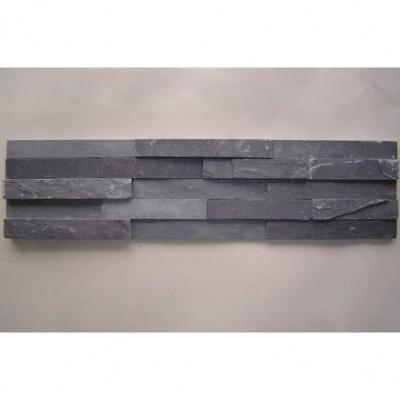 China Black Stripes Slate Stone Decoration Wall Cladding Panel Equal Width for sale