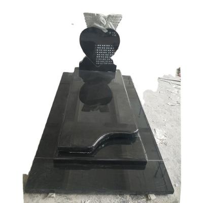 China 2021 Modern Absolutely Natural Indian Black Granite Sculpture Headstone Angel Monument Funeral for sale