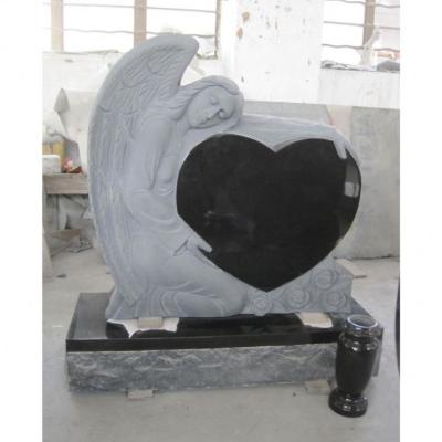 China Angel Heart Monuments Tombstone Modern Carving Black Angel Headstone for sale