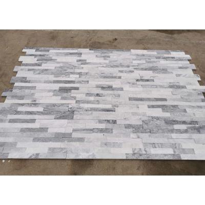 China Natural Stripes Register Panels Natural Gray Silver Quartzite Stacked Stone for sale