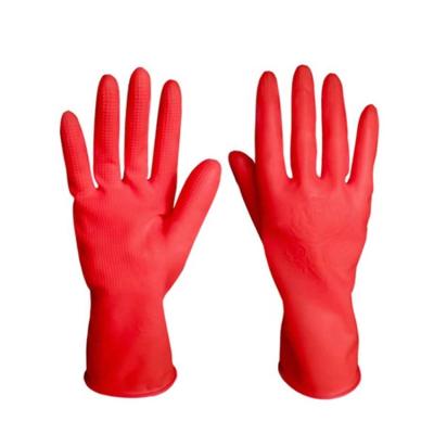 China Good Toughness And Resistance To Pulling Housework Laundry Red Pink Rubber Dishwashing Cleaning Non-slip Dishwashing Rubber Gloves Waterproof for sale