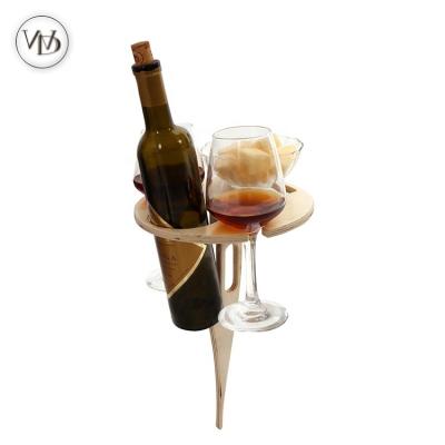 China The Other Mini Wooden Desktop Table Easy to Carry Wine Rack Portable Beach Table Outdoor Folding Picnic Wine Table for sale