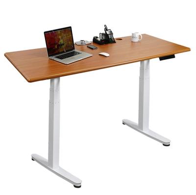 China Height Adjustable Metal Column Coffee Table for Dual Motor Electric Brown Standing Desk for sale