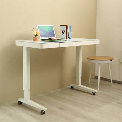 China 100 V/Hz Glass Mobile Electric Height Adjustable Computer Desk for Modern Office for sale