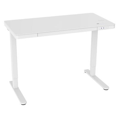 China Modern Electric Height Adjustable Desk for Home Office 710 mm Small Glass Computer Stand for sale