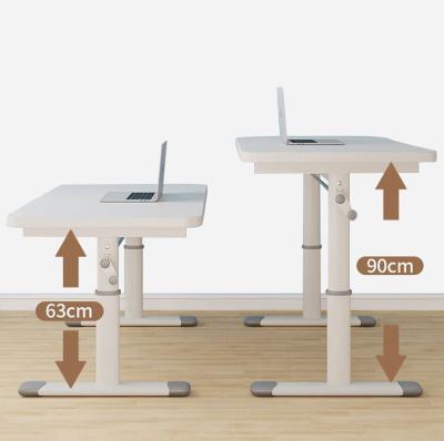 China Commercial Furniture Custom White Metal Home Office Laptop Standing Desk with Manual Height Adjustable Base for sale