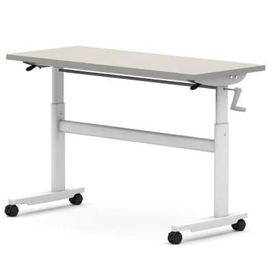 China Height Adjustable Manual White Wood PC Game Computer Table for Office Workstation Desk for sale