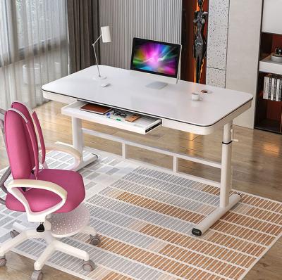 Chine Bureau d'ordinateur à hauteur réglable en bois blanc avec table basse en verre à vendre