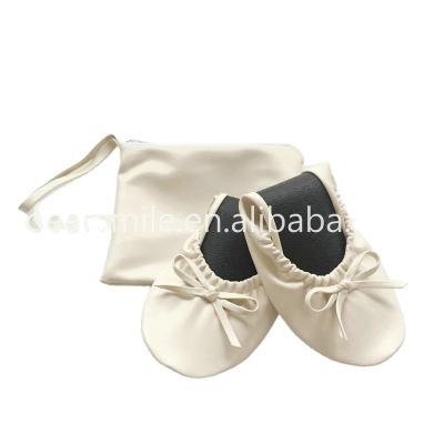 China High Quality Popular Women's Flats Beige Flat Foldable Roll Up Ballet With Bag Colorful For Wedding for sale