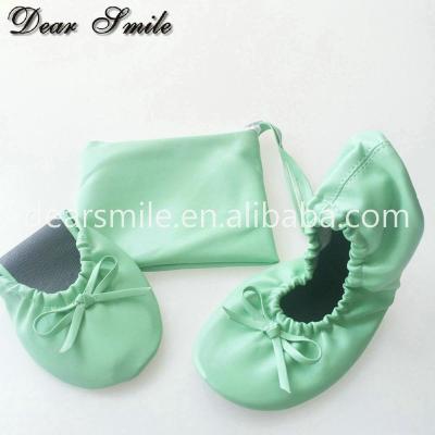 China Hot Selling Women Vending Machine Foldable Ballerina Shoes Lime Shopping Green Ballet Flats for sale