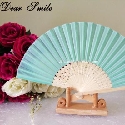 China New Arrival Fashion Wedding Favor Bamboo Fan With Printed Silk Hand Customized Fand For Gift for sale