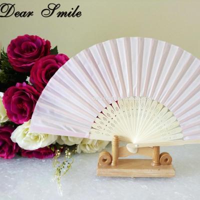 China China White Silk Folding Hand Fan For Wedding Favor for sale