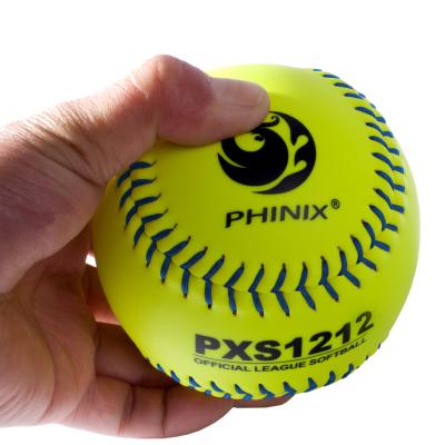 China Practice And Leather Yellow Leather Flat Cover 12inch PU Softball Training Hard Balls for sale