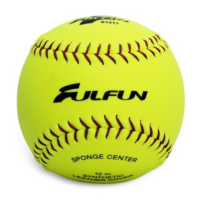 China Durable Official 12inch Height And Weight Leather Cover With PU Core Fastpitch Game Baseball for sale