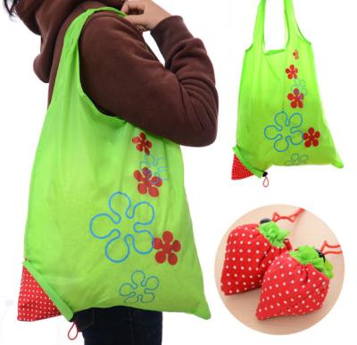 China Strawberry Folding Eco Tote Casual Large Capacity Home Storage Bag Foldable Reusable Supplies Strawberry for sale