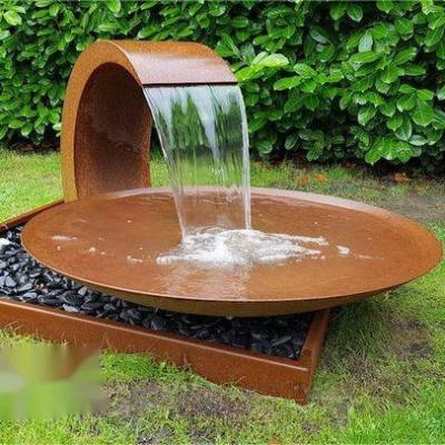 China Garden Deocration Garden Ornaments Outdoor Water Fall Fountain Corten Steel Water Feature for sale