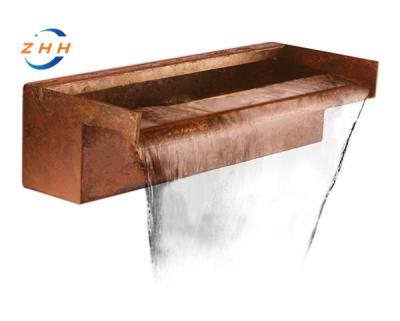 China Garden Deocration Garden Block Corten Steel Cube Water Fountain with LED lights for sale