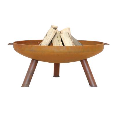 China Patio\garden\outdoor Rustic Carbon Steel Outdoor Raised Fire Pit Bowl with Handles for sale