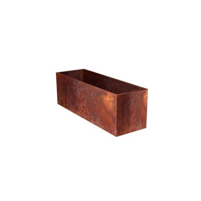 China CLASSIC Customized Rusty Garden Box Outdoor Rectangular Metal Flower Pot Decorative Corten Steel Modular Planter for sale